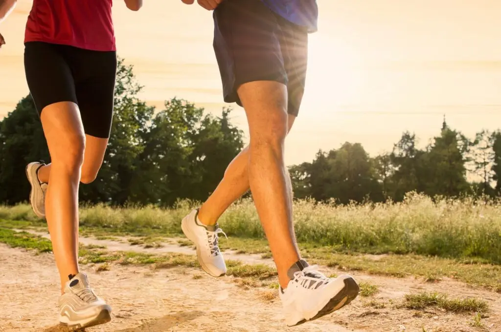 people running in a park